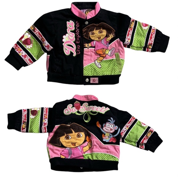 Vintage Y2K JH Designs x Dora the Explorer Denim Jacket Sz 2T - Picture 1 of 12